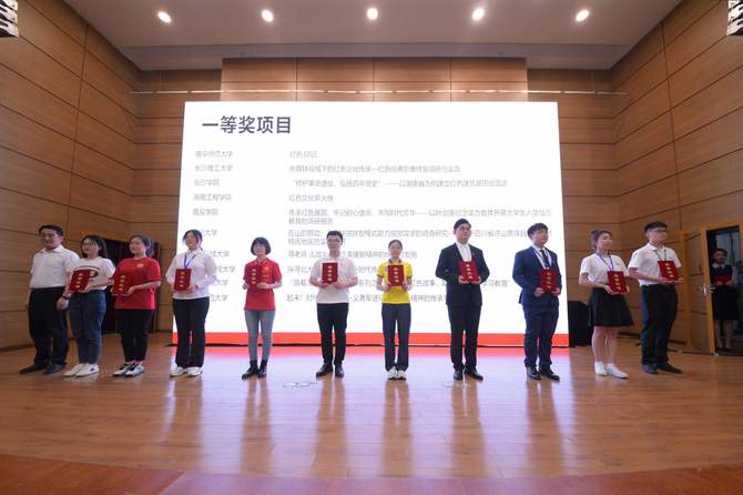 湖南工程学院项目组李诗华同学（右四）上台领奖